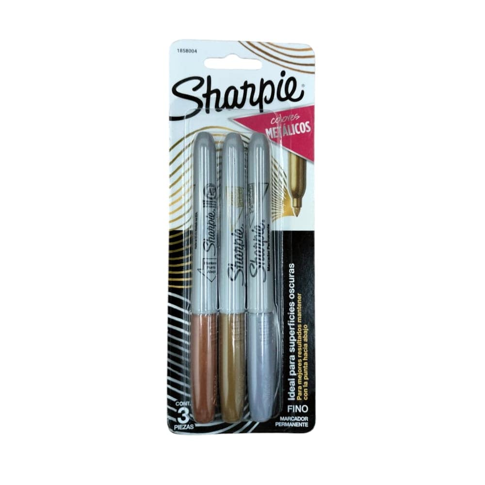 Sharpie NEWELL BRANDS DE MEXICO, S.A. DE C.V. MARCADOR SHARPIE METALICO C/3PZ ORO, PLATA Y BRONCE