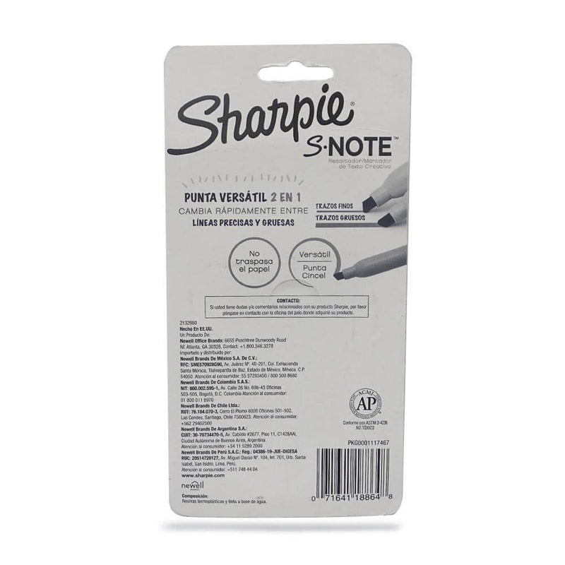 Sharpie NEWELL BRANDS DE MEXICO, S.A. DE C.V. RESALTADOR SHARPIE S-NOTE C/4PZ NEON