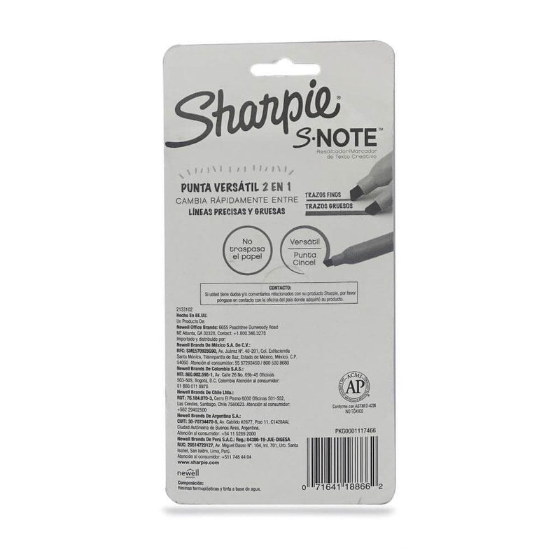 Sharpie NEWELL BRANDS DE MEXICO, S.A. DE C.V. RESALTADOR SHARPIE S-NOTE C/4PZ PASTEL