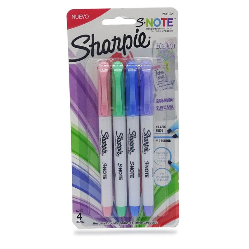 Sharpie NEWELL BRANDS DE MEXICO, S.A. DE C.V. RESALTADOR SHARPIE S-NOTE C/4PZ PASTEL