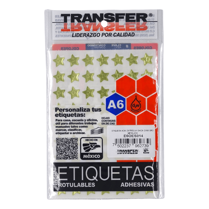 Transfer INDUSTRIA MURR, S.A. DE C.V. ETIQUETA ADHESIVA ESTRELLA CHICA C/189PZ ORO