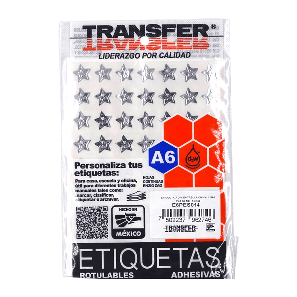 Transfer INDUSTRIA MURR, S.A. DE C.V. ETIQUETA ADHESIVA ESTRELLA CHICA C/189PZ PLATA