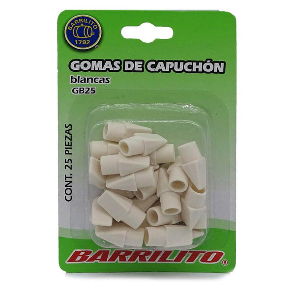 Barrilito GOBA INTERNACIONAL, S.A. DE C.V. GOMA DE CAPUCHON BLANCAS C/25PZ BARRILITO