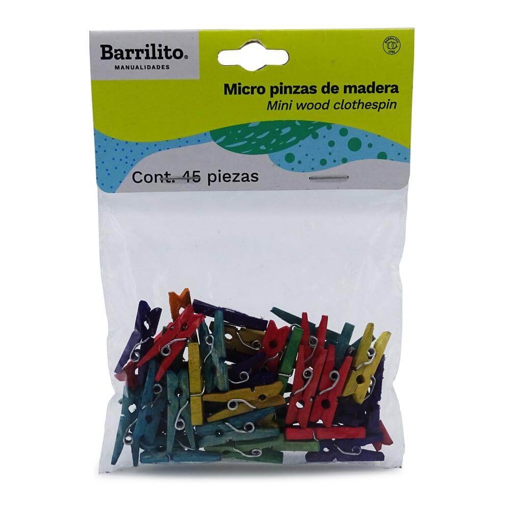 MICRO PINZA DE MADERA C/45PZ A COLOR