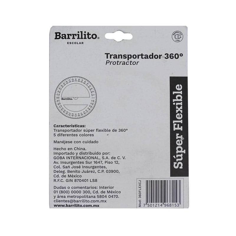 Barrilito GOBA INTERNACIONAL, S.A. DE C.V. TRANSPORTADOR 360 SUPER-FLEXIBLE BARRILITO