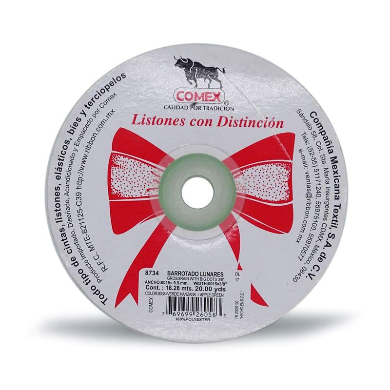 Comex COMPAÑIA MEXICANA TEXTIL, S.A. DE C.V. LISTON BARROTADO LUNARES BLANCOS