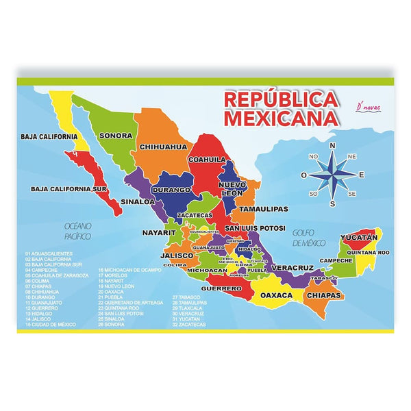 Dnovac DNOVAC PAPELERIA LAMINA DIDACTICA CONTINENTES Y REPUBLICA MEXICANA