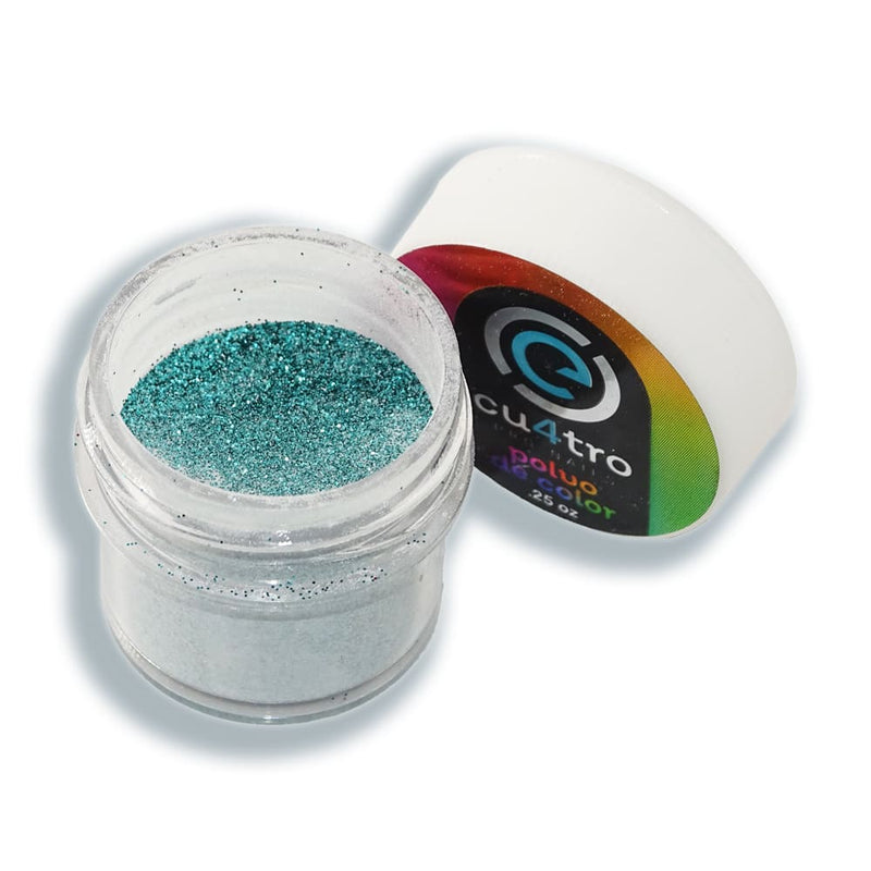 E-Quatro MODA BELLEZA Y ARTE, S.A. DE C.V. POLVO DE COLOR 1/4OZ E-QUATRO TONO 39 GLITTER AQUA